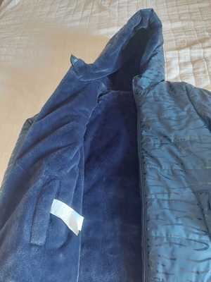 Dpam reversible waterproof jacket for girls, navy blue animal print, size 152 cm