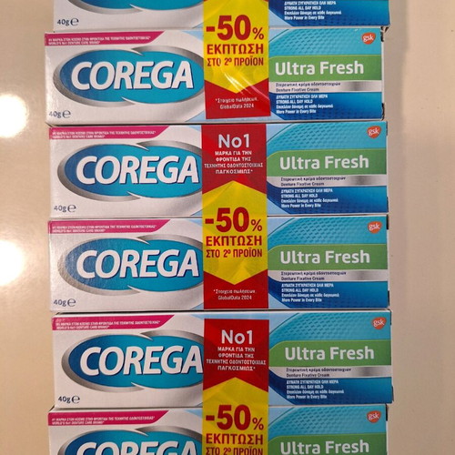 Corega Ultra Fresh denture cream new, pack of 6 x 40g