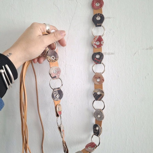 Vintage Y2K leather suede belt with silver accents like new, multicolor
