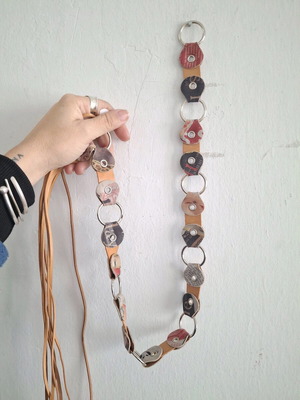 Vintage Y2K leather suede belt with silver accents like new, multicolor