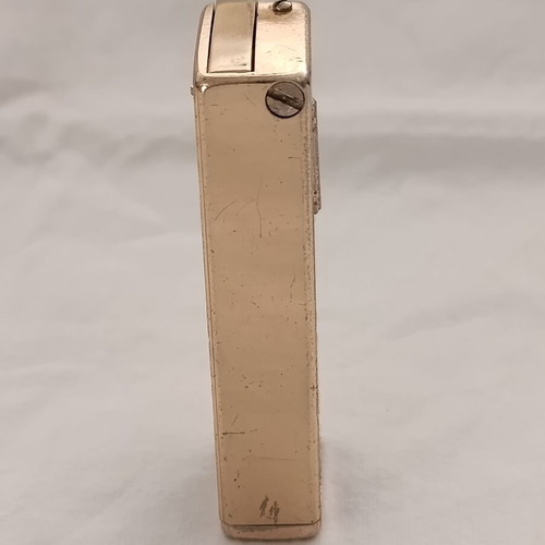 Volcan Lighter Black Lacquer Gold Guilloche used, 1970s design