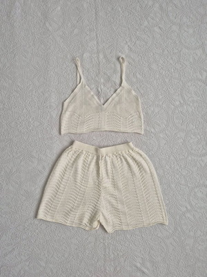 Плажен комплект Vassia Kostara, плетен, one size, бежов, като нов