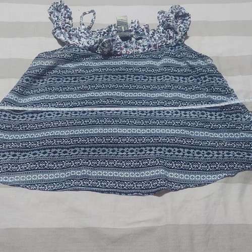 Attrattivo women's strap blouse like new, blue and white
