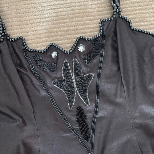 Vintage handmade 80s mini dress like new with beads and pearls