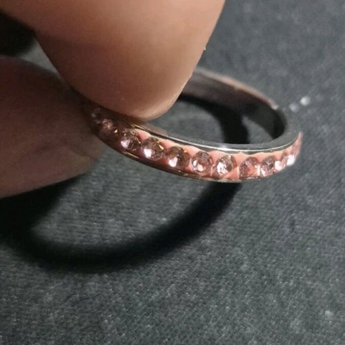 Eternity ring stainless steel with zirconia, like new, pink