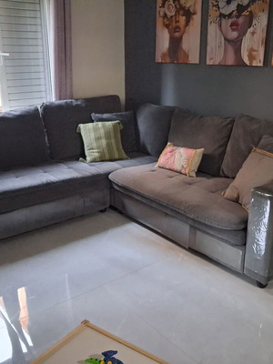 Lisbon corner sofa like new, dark gray, 2.60×2.13m