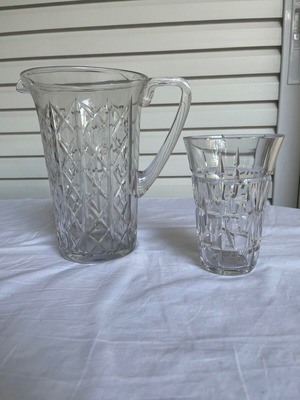 Crystal pitcher and small Saint Louis Art Deco vase used