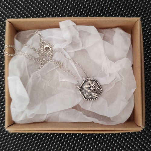 Necklace with polygonal pendant silver 925 new