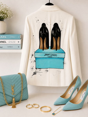 Hand-painted champagne color blazer, size S