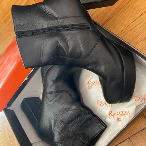 Leather high-heeled boots used, size 41, genuine leather