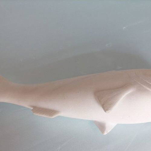 Marble fish used, white Pentelic marble decorative sculpture