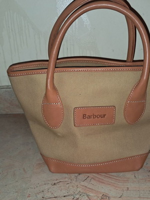 Barbour Mini Tote Handbag Brown and Beige Leather New