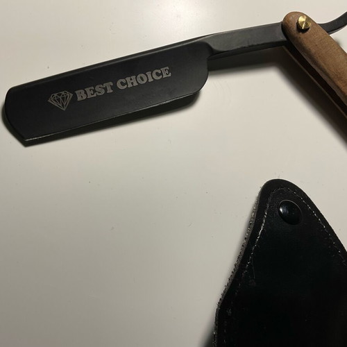 Straight Razor with Leather Case and Wooden Handle new