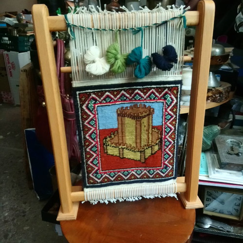 Small White Tower Rug Loom Miniature