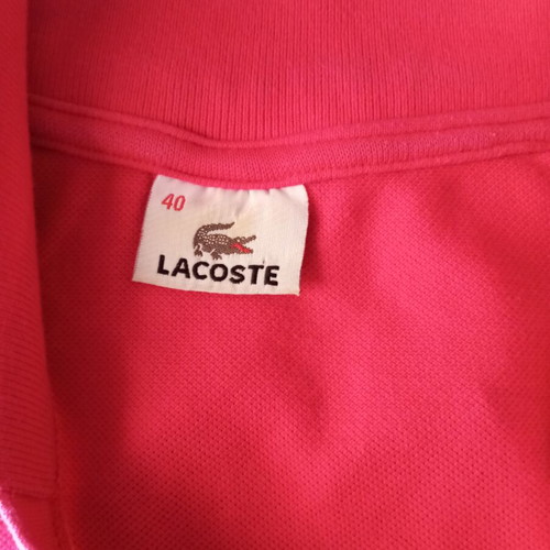 Lacoste sleeveless vintage shirt with collar and V-neck, red