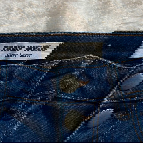 Σορτς ψηλομέσο κολλητό με κουμπιά μπλε, σαν καινούργιο