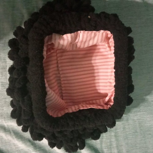 Handmade black knitted shoulder bag new with Puffy Alize yarn