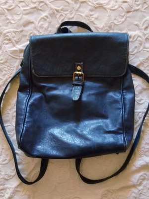 Thiros leather backpack used, dark blue