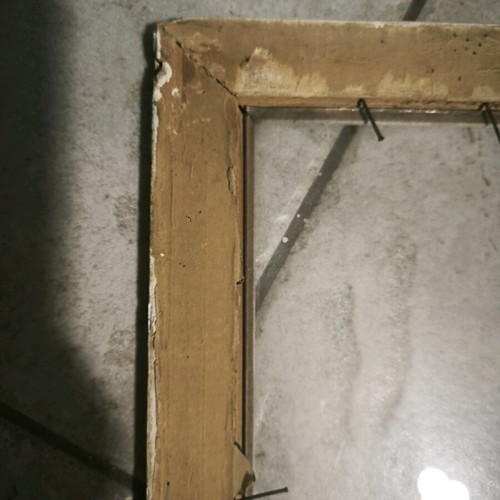 Vintage picture frame with glass used, gold and blue with embossed designs