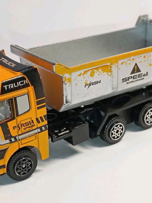 Toy truck for public works used, yellow 11.5cm