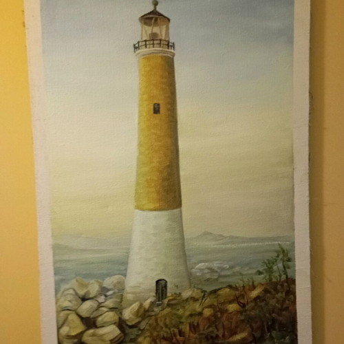 Lighthouse artwork on canvas like new