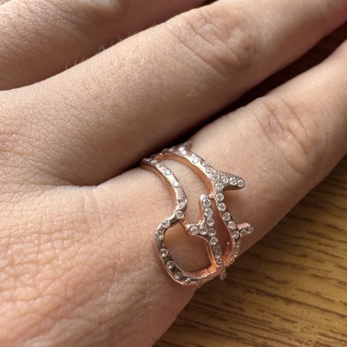 Ring rose gold with silver stones 925 new