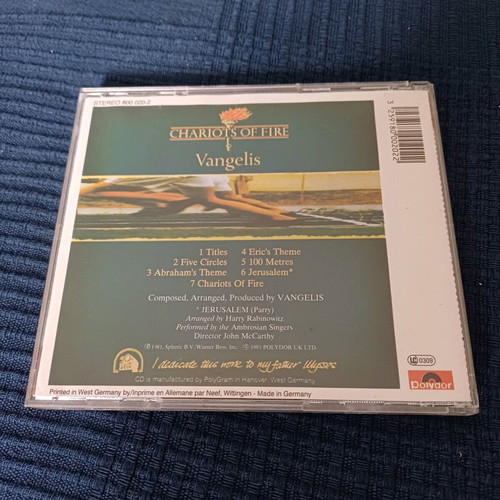 Chariots of Fire soundtrack CD new, Vangelis