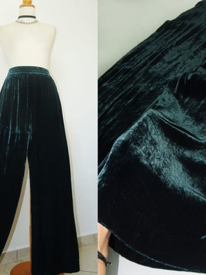 Zara high-waisted velvet green pants new