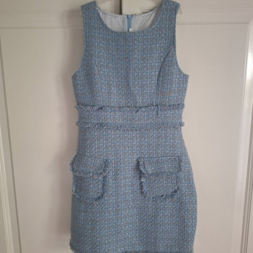 Tweed womens dress like new, light blue with gold details