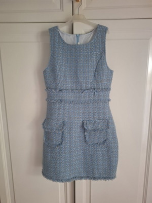 Tweed womens dress like new, light blue with gold details