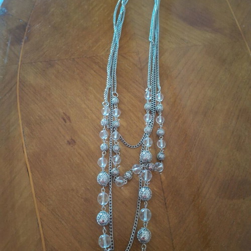 Long Fo Necklace with Four Strands like new, silver