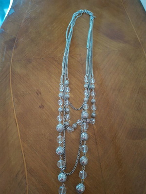 Long Fo Necklace with Four Strands like new, silver