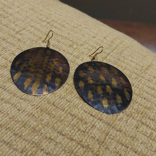 Vintage handmade earrings like new, brown and golden