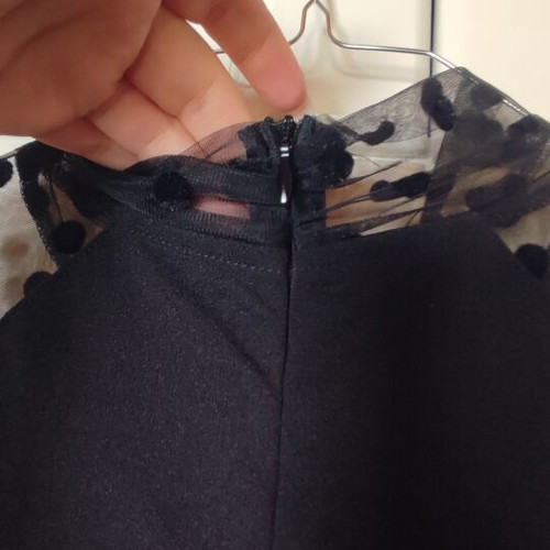 Jumpsuit black with tulle polka dots like new, elegant evening wear