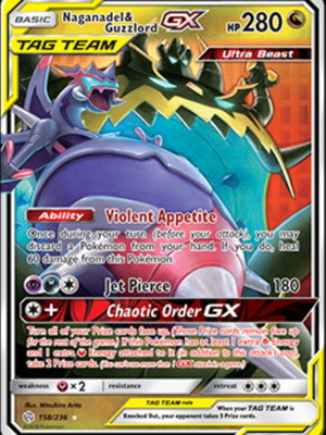Naganadel & Guzzlord GX Tag Team 158/236 ολοκαίνουργια συλλεκτική κάρτα Pokemon