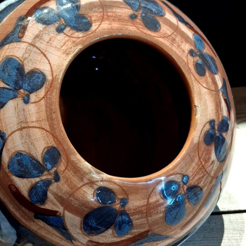 Tanagra Ceramic Vase like new with artistic handpainted decoration