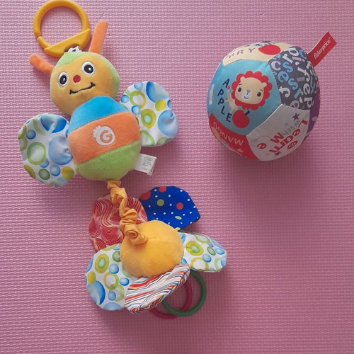 Lamaze Freddie Fabric Firefly and Fischer Price Soft Ball like new