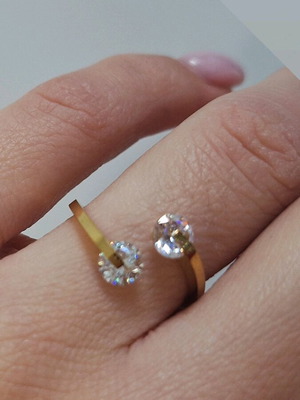 Ατσάλινο ανοξείδωτο δαχτυλίδι καινούργιο με ζιρκον χρυσαφί