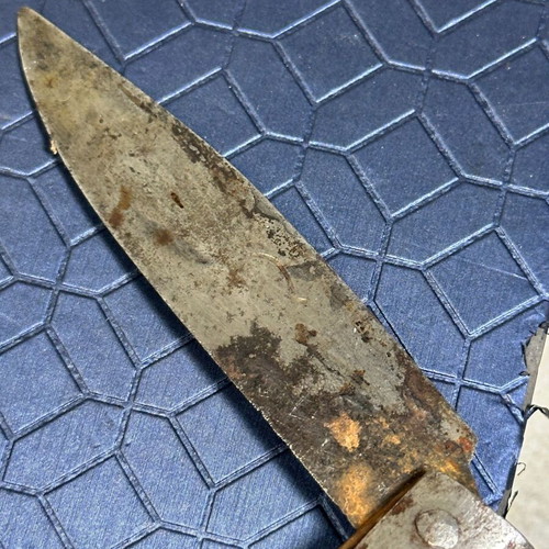 Vintage folding pocket knife with wooden handle used