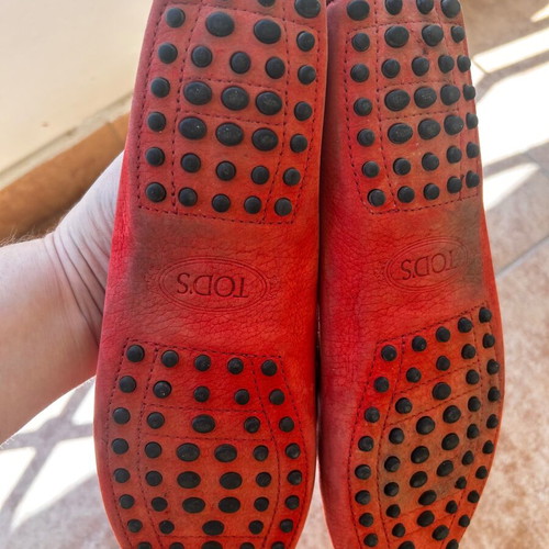 Tod's suede loafers used, driving shoes, size 38, red orange