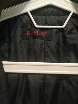 Replay bomber jacket with hood like new, size M-L, navy blue