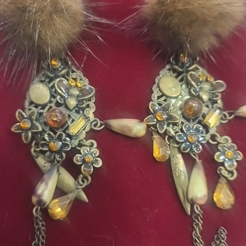 Vintage long earrings with tassel