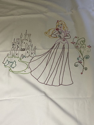 Baby blanket for girl with Aurora embroidery like new