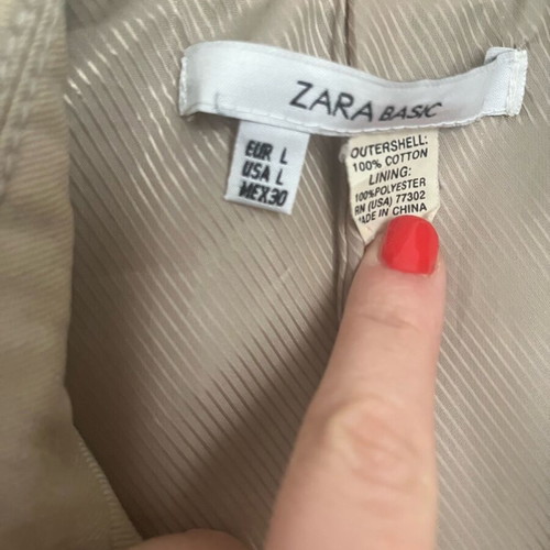 Zara trench coat large used, 100% cotton beige