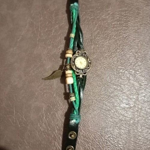 Bracelet with watch new, green, women's