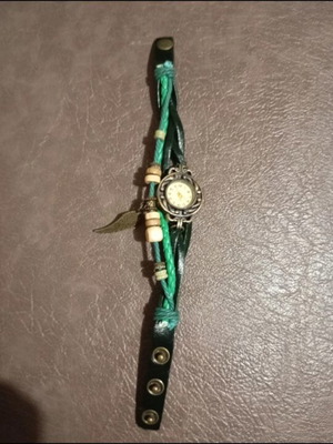 Bracelet with watch new, green, women's
