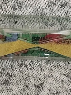 Vintage Ruler with Built-in Hourglass and Yellow Sand