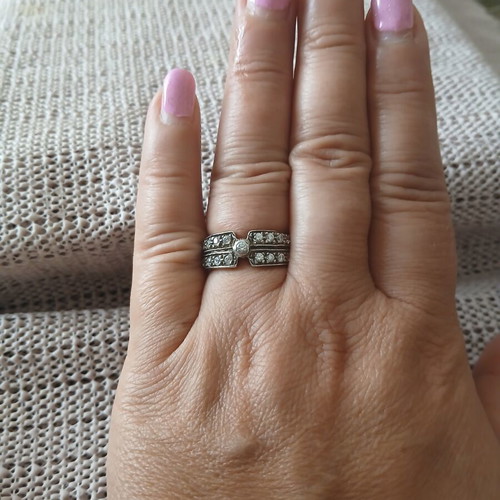 Ring with zirconia, 925 silver, 17.5 mm, like new
