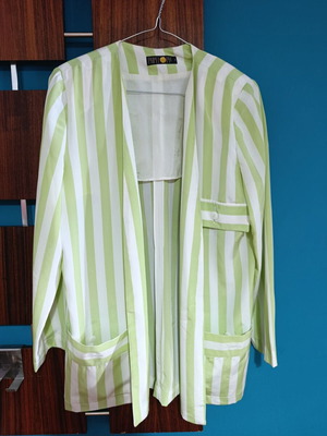 Vintage striped summer blazer like new, size 2, white and green