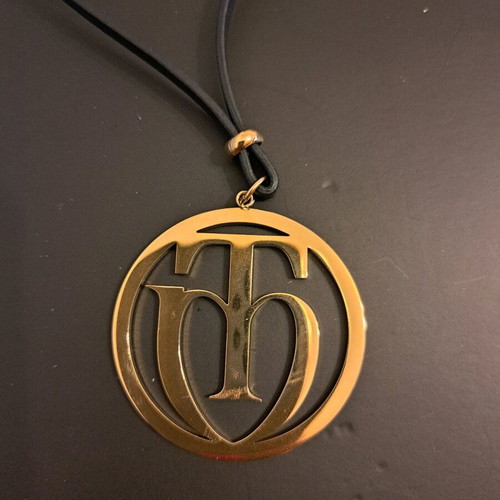 Toi & Moi necklace made of steel and leather new, gold color